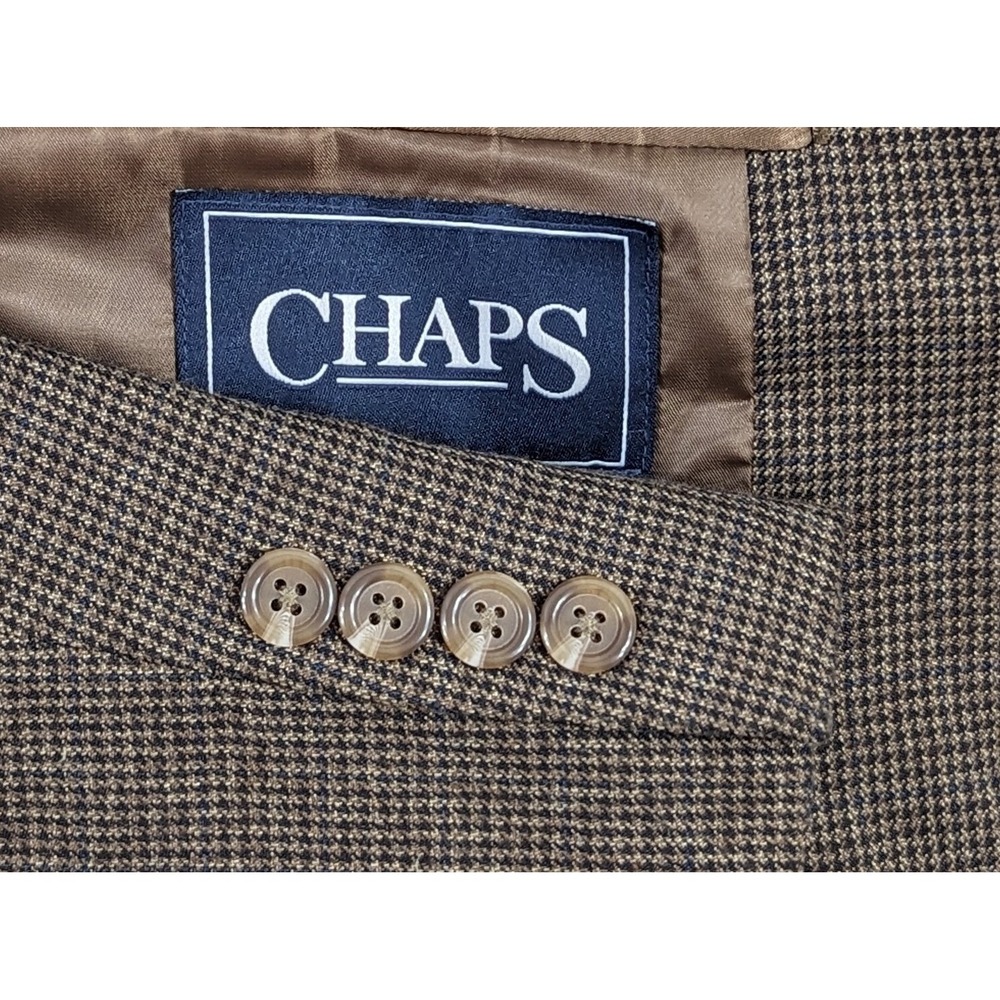 Chaps Ralph Lauren Blazer Sports Jacket Coat Poly Blend Brown Subtle Stripe 44R